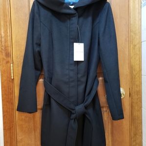 Cole Haan Hooded Coat Size 10 Black